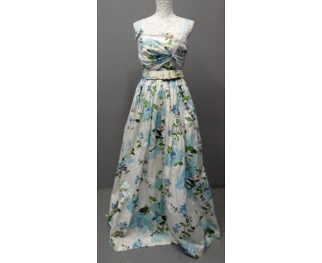 Vintage 50's or 60's cotton floral printed Horrockses ball gown with belt.(B.P. 21% + VAT) 