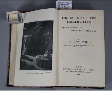 Hardback half Moroccan leather bound marbled boards copy of Conan Doyle, Sir Arthur; 'The Hound of the Baskervilles' 1902, pu