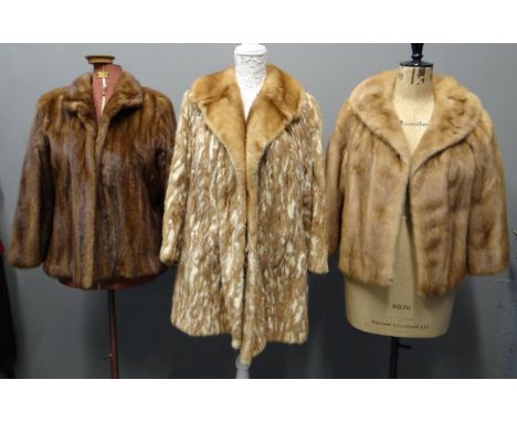 Three vintage mink fur jackets/coats to include: two palomino/pastel jackets and a short speckled style coat. (3) (B.P. 21% +