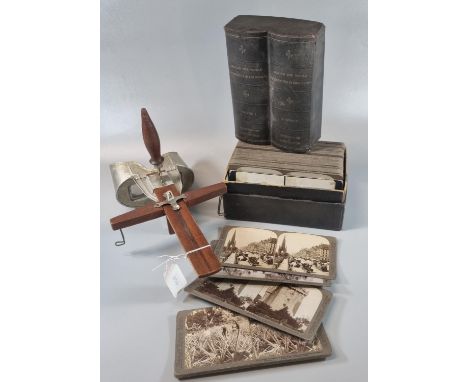Underwood and Underwood, vintage stereoscopic viewer, together with Underwood and Underwood Volume One and Volume Two 'Around