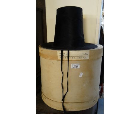 Evan Roberts, Kingsway House, Cardiff cardboard hat box containing a vintage moleskin traditional stovepipe Welsh hat by Chri