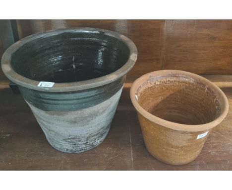 Vintage terracotta dairy pan together with another terracotta pan.  (2)  (B.P. 21% + VAT) 