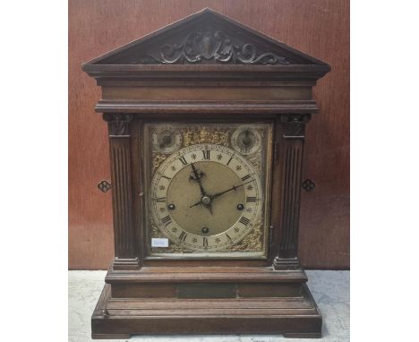 Early 20th century three train architectural Westminster chiming mantle clock. 43cm high approx. (B.P. 21% + VAT)  Width 31 x