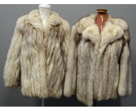 Two vintage blue fox fur jackets. (2) (B.P. 21% + VAT)  Both have some stains/marks to the lining but otherwise good.
