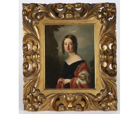 Spiridione Gambardella (Italian, c.1815-1886) Portrait of Hannah Mary Thom (Rathbone) oil on canvas 21 x 16cm (8.25in x 6.25i