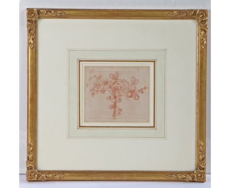 Old Master School (18th Century) Flowers conte drawing 9 x 10cm (3.5" x 4")