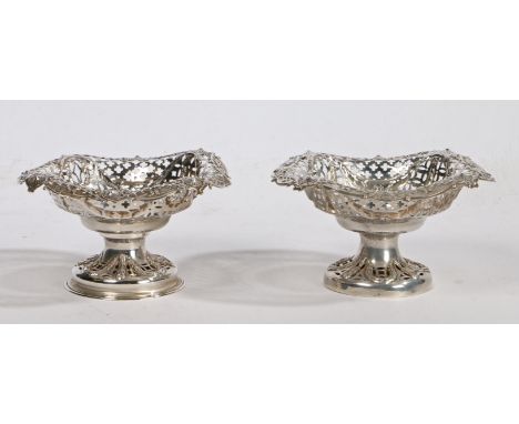 A matched pair of Victorian silver bon-bon dishes, London 1894, maker William Harrison Walter and Birmingham 1896, makers mar