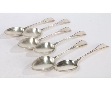 A set of six George III silver table spoons, London 1800, maker William Eley &amp; William Fearn, the fiddle pattern handles 