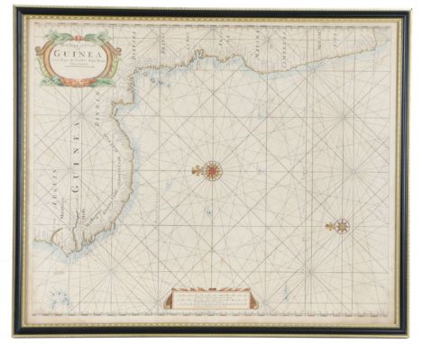 A Sea chart map of Guinea from Cape Verde to Cape de Bona Espransa by John Seller,1677  Shows the coast of Africa from Senega