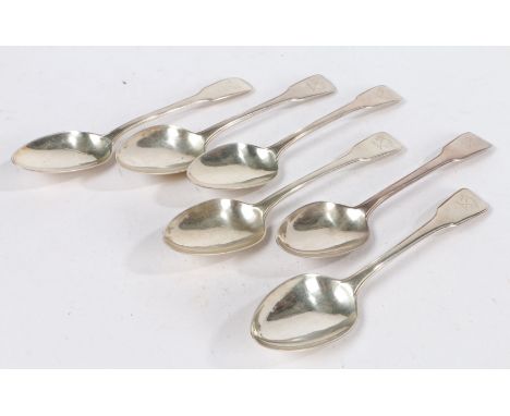 A set of six George III silver dessert spoons, London 1810-12, maker William Eley, William Fearn &amp; William Chawner, the f