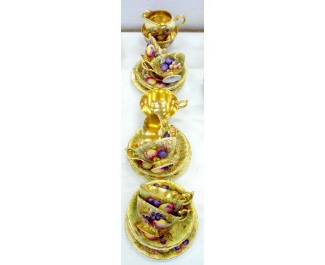 AN AYNSLEY FRUIT DECORATED TEA SERVICE, PRINTED MARK 
