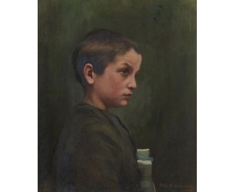KATE A SIMPSON, 19TH CENTURY PORTRAIT OF A BOY ,SIGNED AND DATED (IN RED) 1894, OIL ON CANVAS, 54.5 X 44CM 