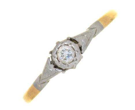 AN EDWARDIAN DIAMOND RING, IN GOLD MARKED 18CT &amp; PT, 1.5G, SIZE R 
