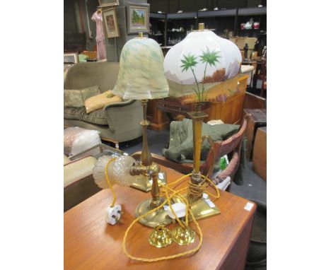 Two brass table lamps and one other lamp (3)  