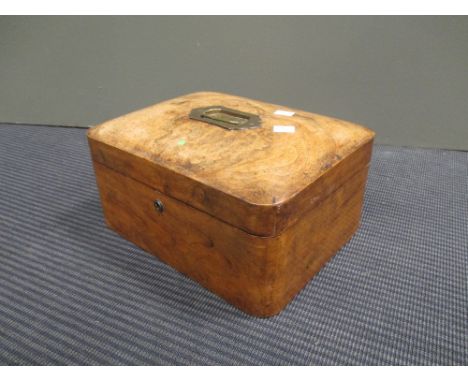 A Victorian walnut sewing box with a silver cigarette case (2)  