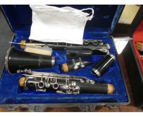 Boosey &amp; Hawkes Regent clarinet, cased, another 'Beltone' clarinet, a guitar and a chanter (4)  