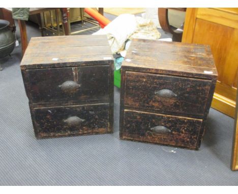 A pair of two drawer work cabinets with tools inside, 45.5 x 42.5 x 35cm (2)  