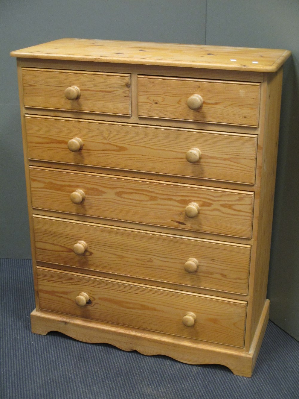 Three stripped or unpainted pine chests of drawers (3) in Cheffins