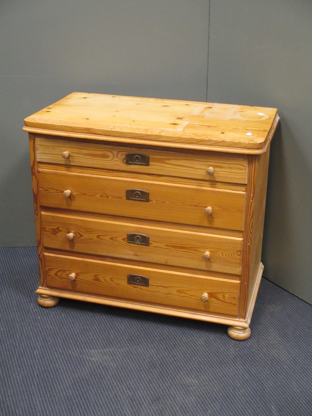 Three stripped or unpainted pine chests of drawers (3) in Cheffins