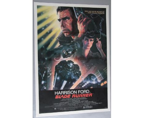 Blade Runner (1982) US one sheet film poster starring Harrison Ford and directed by Ridley Scott with art by John Alvin with 