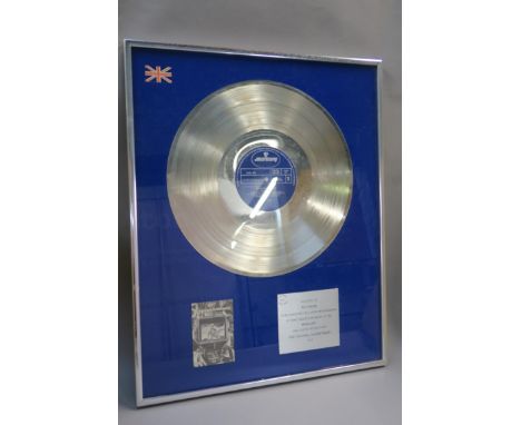 10cc BPI silver disc certified sales award for the long playing record album 10cc the Original Soundtrack on Mercury records 