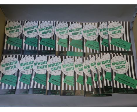 Newcastle united home and away football programmes from season 1967 - 1968 including West Ham, Everton, Fulham, Chelsea, Celt