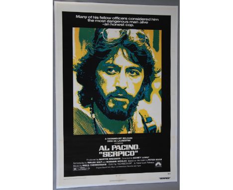 Serpico (1974) original US one sheet film poster with colourful portrait of Al Pacino, directed by Sidney Lumet, previously f