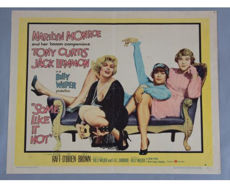 Some like it hot (1959) US half sheet style B starring Marilyn Monroe playing ukulele plus Tony Curtis and Jack Lemmon dresse