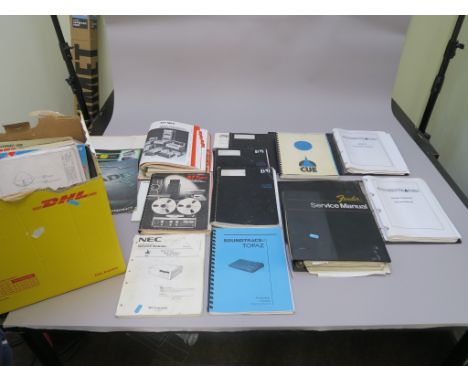 Fender service manual, plus other service manuals, production console manuals and owners manuals etc including CUE, Soundtrac