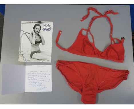 The Spy who loved me Valerie Leon screen used bikini worn for the James Bond film from 1977. Valerie Leon wore this two piece