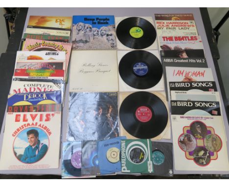 LP vinyl records and 7 inch singles including The Rolling Stones LK4605 (unboxed Decca), SKL 4955 Beggars Banquet (unboxed De