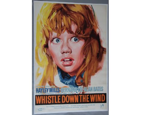 Whistle down the Wind original British one sheet film poster picturing a full colour painted portrait of Hayley Mills by Rena
