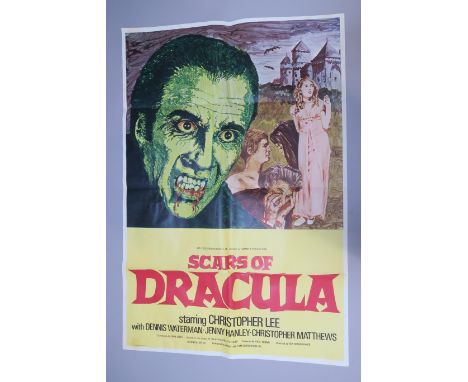 Hammer horror film posters including UK one sheets for Scars of Dracula starring Christopher Lee, printed by R. J. Wallman (2