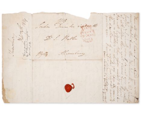 Byron (Lord George Gordon Noel, sixth Baron Byron, poet, 1788-1824) Autograph address panel signed to Dr Samuel Butler, Headm