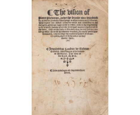 *** Please note, the description of this lot has changed ***[Langland (William)] The vision of Pierce Plowman, nowe the secon