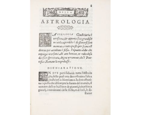 Astrology.- Scevolini (Domenico) Discorso...nel quale con le auttorita cosi de gentili, come de catolici si dimostra l'astrol