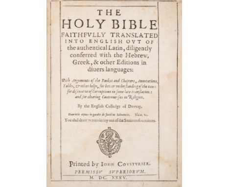 Bible, English. The Holy Bible faithfully translated into English out of the authentical Latin, 2 vol., [Douai-Rheims version