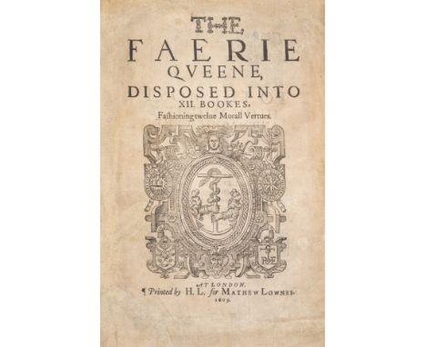 Spenser (Edmund) The Faerie Queene, Disposed into XII. Bookes, large woodcut device to title, Q5 divisional title and colopho