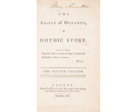 Gothic novel.- [Walpole (Horace)] The Castle of Otranto, A Gothic Story, second edition, light marginal to title and final le