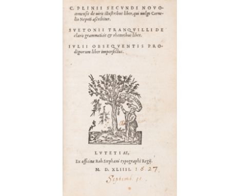 English ownership.- Plinius Secundus (Gaius), Cornelius Nepos, Gaius Suetonius Tranquillus & Julis Obsequens. De viris illust