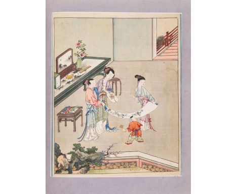 China.- Chinese Export School (probably late 18th century) An Album of 10 Original Artworks Depicting Scenes of the Domestic 