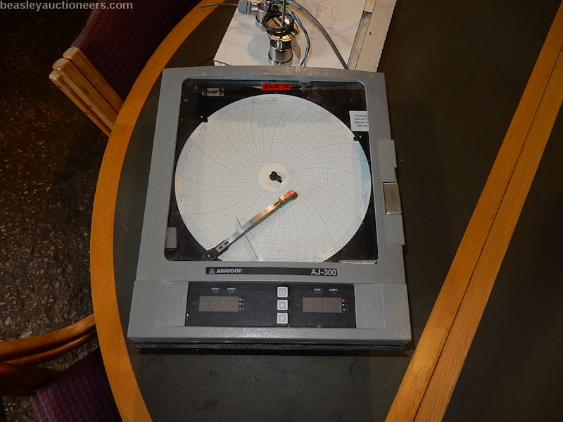 Anderson AJ-300 circular chart recorder with 2 sensors, charts, and manual.