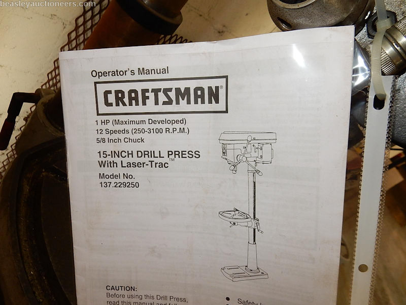Craftsman 15" drill press with Laser Trac. 1HP 5/8" chuck, 120V. Model