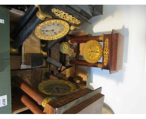 A late 19th Century French mahogany and ormolu cased portico clock (some veneer loss) gilded dial and mounts, 8-day movement 