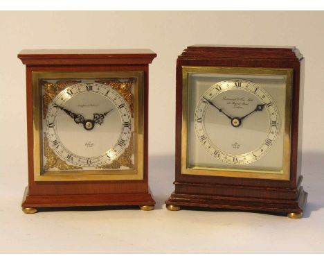 Two mid 20th Century mahogany cased Elliott timepieces with silvered Roman chapter rings, retailed by Garrard &amp; Co and Ma