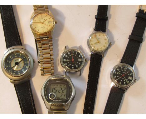 Six assorted mechanical and quartz wristwatches including Timex, Smith's and Rotary etc (6)