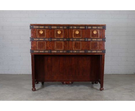 Charles Robert Ashbee (1863-1942) for the Guild of Handicrafts,  a rare Spanish mahogany and holly inlaid upright piano, manu