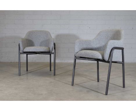 A pair of 'MT Club Chairs', designed by Ed Carpenter for Very Good &amp; Proper Ltd., each with a foam shell upholstered in g