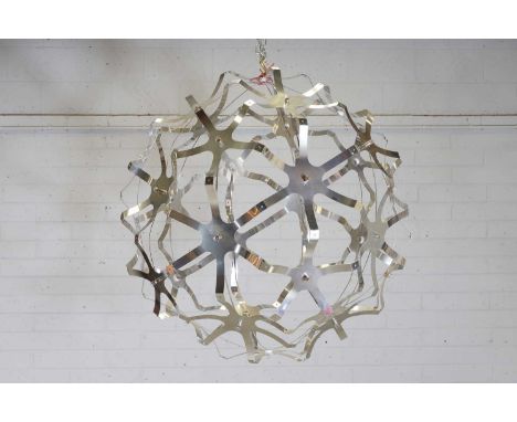 ▴ Piet Hein Eek (Dutch, b.1967), 'Football Lamp', a large model, designed in 2008, the spherical stainless steel frame with t