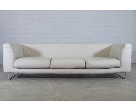 An 'Elan' sofa, designed in 1999 by Jasper Morrison for Cappellini, upholstered throughout in grey leather, with three loose 